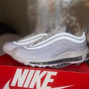 All white Nike Air Max 97